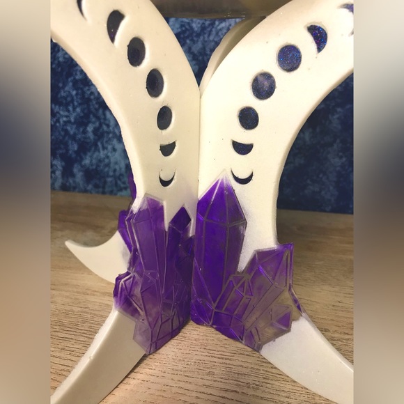 Handmade Display/ Plant Stand with Moon Phase and Crystal Design - Picture 5 of 8